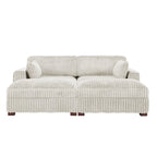 Set Divano Chaise Longue in Cotone Felpato, 2 pezzi, Colori Multipli, 2 o 4 Cuscini