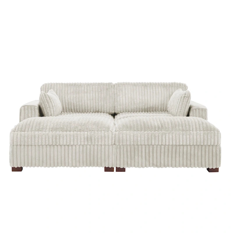 Set Divano Chaise Longue in Cotone Felpato, 2 pezzi, Colori Multipli, 2 o 4 Cuscini