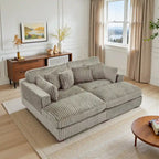 Set Divano Chaise Longue in Cotone Felpato, 2 pezzi, Colori Multipli, 2 o 4 Cuscini