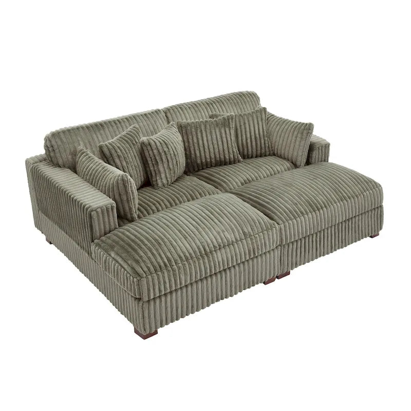 Set Divano Chaise Longue in Cotone Felpato, 2 pezzi, Colori Multipli, 2 o 4 Cuscini