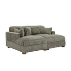 Set Divano Chaise Longue in Cotone Felpato, 2 pezzi, Colori Multipli, 2 o 4 Cuscini