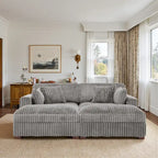 Set Divano Chaise Longue in Cotone Felpato, 2 pezzi, Colori Multipli, 2 o 4 Cuscini