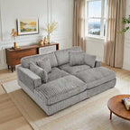 Set Divano Chaise Longue in Cotone Felpato, 2 pezzi, Colori Multipli, 2 o 4 Cuscini