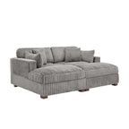 Set Divano Chaise Longue in Cotone Felpato, 2 pezzi, Colori Multipli, 2 o 4 Cuscini