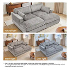 Set Divano Chaise Longue in Cotone Felpato, 2 pezzi, Colori Multipli, 2 o 4 Cuscini