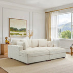 Set Divano Chaise Longue in Cotone Felpato, 2 pezzi, Colori Multipli, 2 o 4 Cuscini
