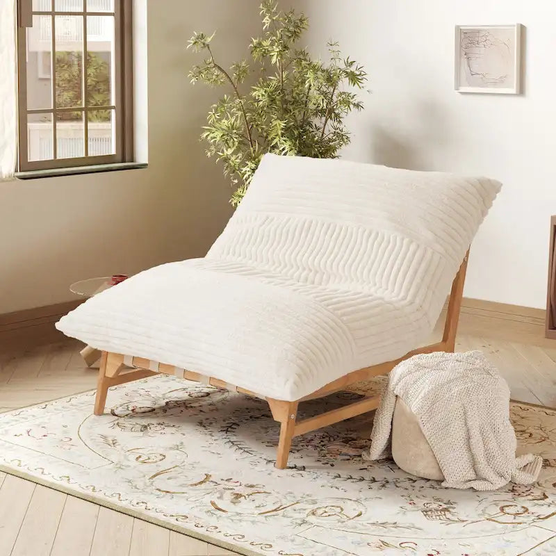 Poltrona a sacco – Bianco/Marrone chiaro/Nero, Convertibile 3 in 1, 1 Persona