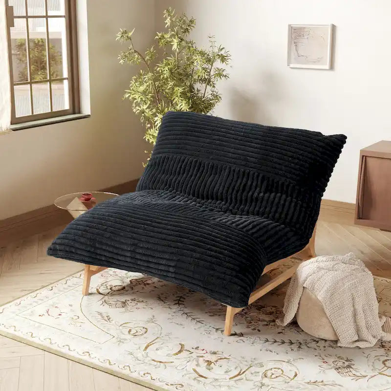 Poltrona a sacco – Bianco/Marrone chiaro/Nero, Convertibile 3 in 1, 1 Persona