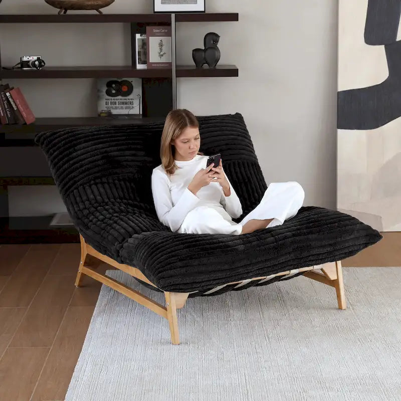 Poltrona a sacco – Bianco/Marrone chiaro/Nero, Convertibile 3 in 1, 1 Persona