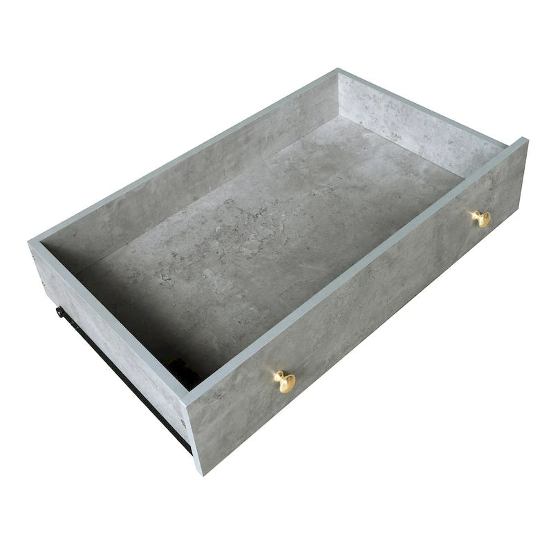 Armadio Aperto con 2 Aste Appendiabiti e 3 Cassetti, Bianco / Grigio / Marrone
