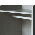 Armadio Aperto con 2 Aste Appendiabiti e 3 Cassetti, Bianco / Grigio / Marrone
