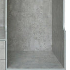 Armadio Aperto con 2 Aste Appendiabiti e 3 Cassetti, Bianco / Grigio / Marrone