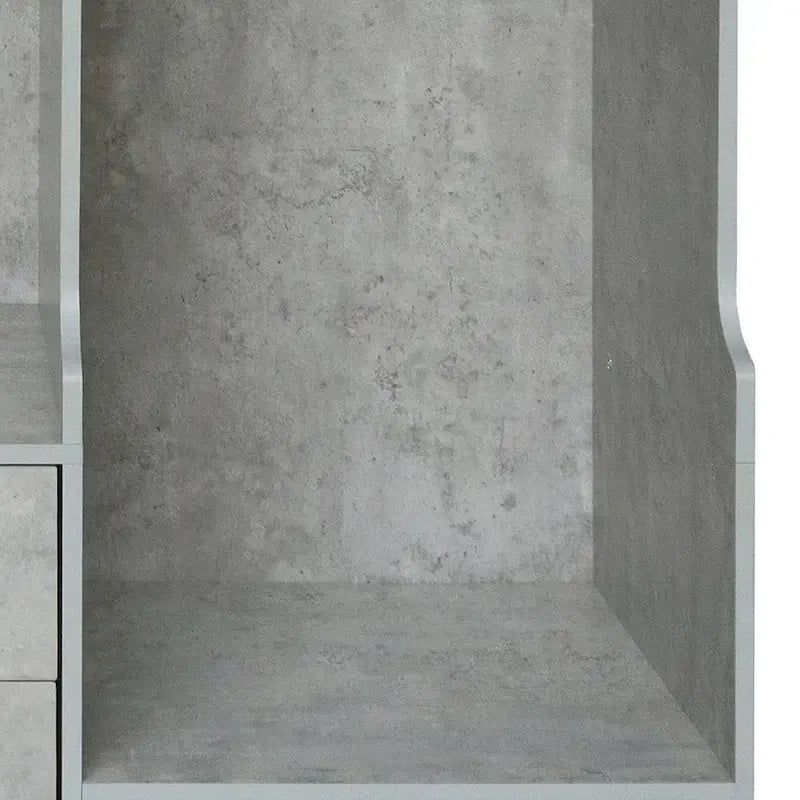 Armadio Aperto con 2 Aste Appendiabiti e 3 Cassetti, Bianco / Grigio / Marrone