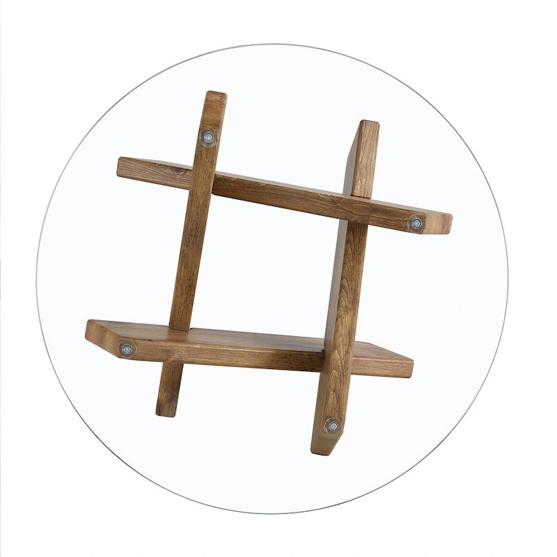 Tavolino da Caffè Rotondo in Vetro, Trasparente / Naturale / Grigio, Stile Moderno, 1 Posto