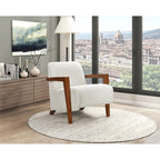 Poltrona d'accento in ciniglia beige, stile classico, 1 posto