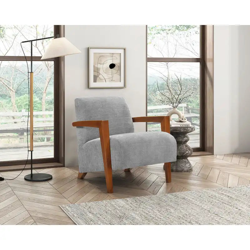Poltrona d'accento in ciniglia beige, stile classico, 1 posto