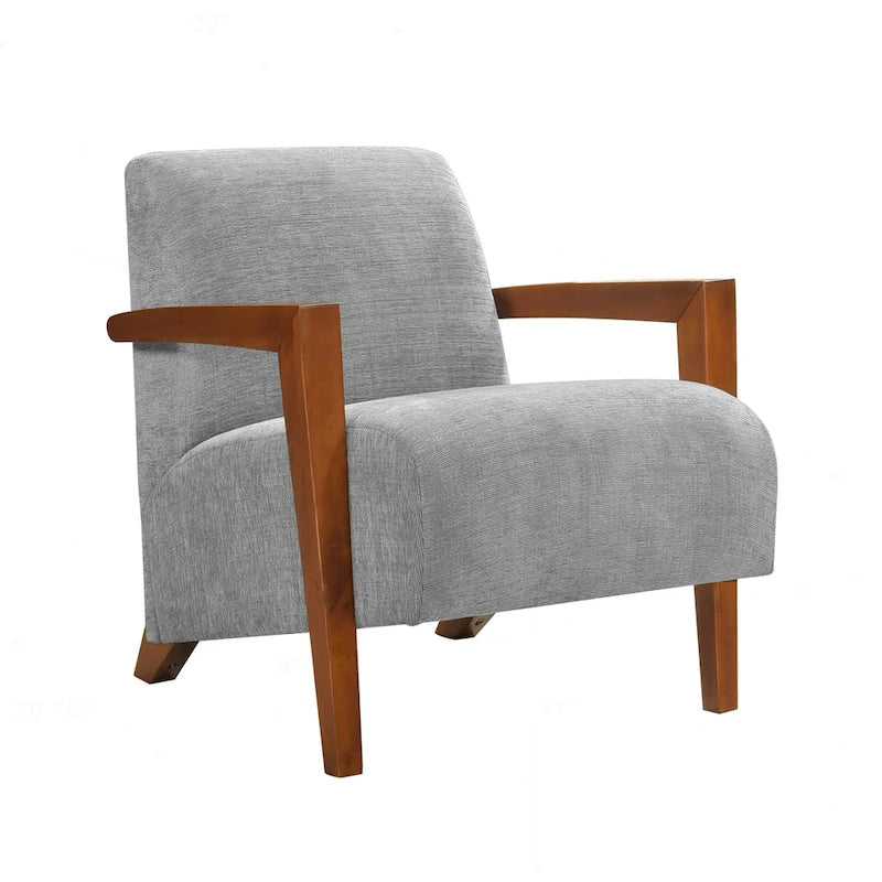Poltrona d'accento in ciniglia beige, stile classico, 1 posto