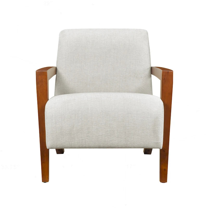 Poltrona d'accento in ciniglia beige, stile classico, 1 posto