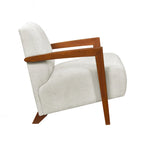 Poltrona d'accento in ciniglia beige, stile classico, 1 posto