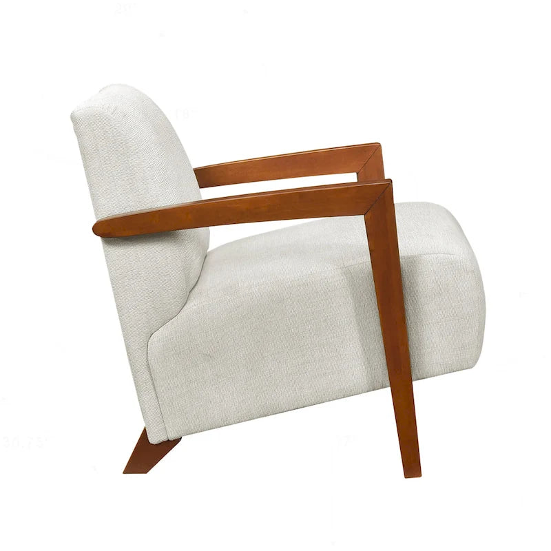 Poltrona d'accento in ciniglia beige, stile classico, 1 posto