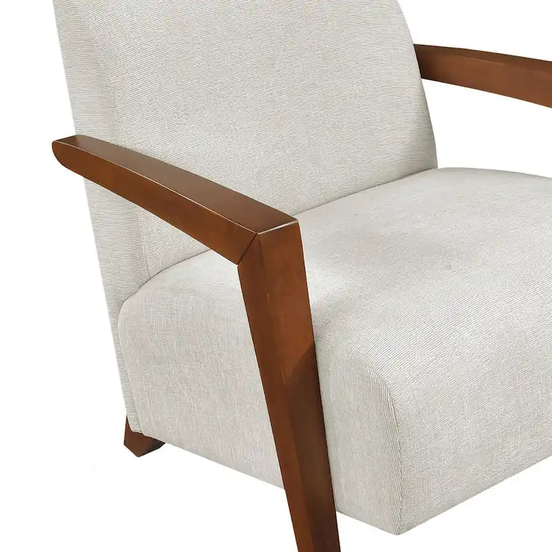 Poltrona d'accento in ciniglia beige, stile classico, 1 posto