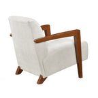 Poltrona d'accento in ciniglia beige, stile classico, 1 posto