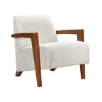 Poltrona d'accento in ciniglia beige, stile classico, 1 posto