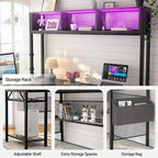 Scrivania da Gaming ad Angolo a L con LED RGB e Ciabatta Elettrica — Marrone Rustico / Bianco / Rosa / Nero / Rovere Grigio, 1 Posto