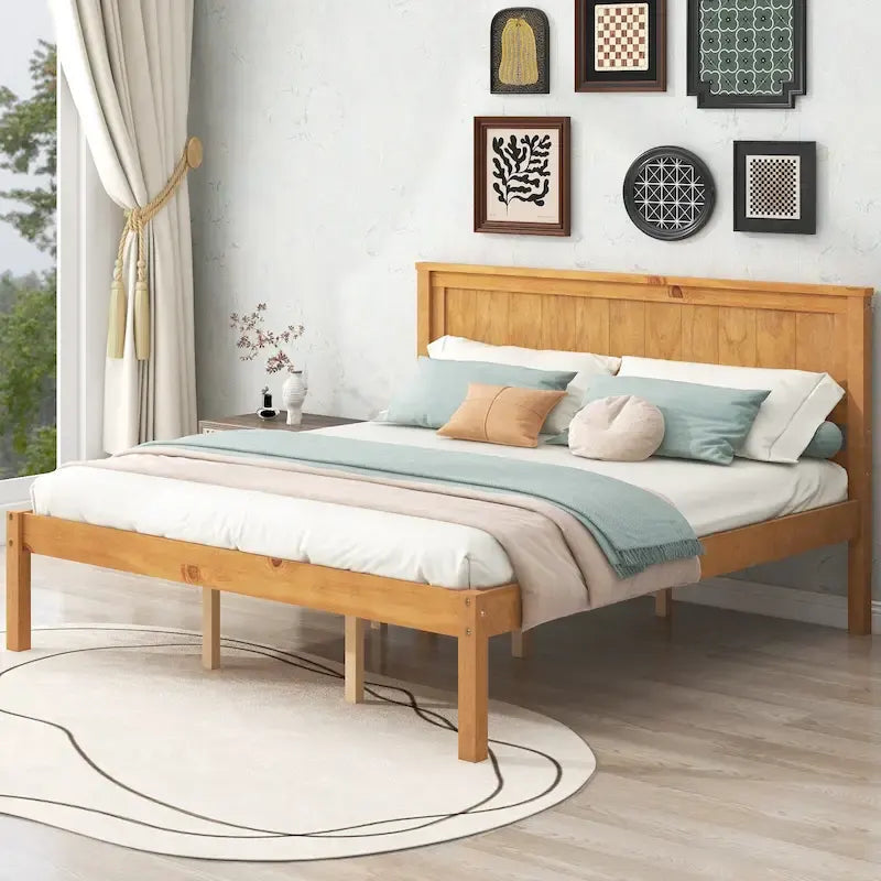 Letto a piattaforma in legno rovere/espresso con testiera, matrimoniale francese e matrimoniale, 1 persona