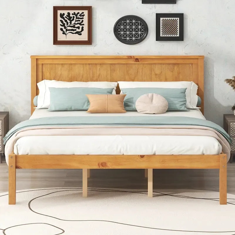 Letto a piattaforma in legno rovere/espresso con testiera, matrimoniale francese e matrimoniale, 1 persona