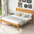 Letto a piattaforma in legno rovere/espresso con testiera, matrimoniale francese e matrimoniale, 1 persona