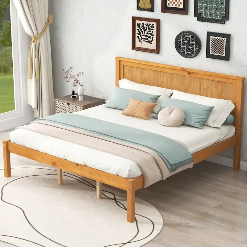 Letto a piattaforma in legno rovere/espresso con testiera, matrimoniale francese e matrimoniale, 1 persona