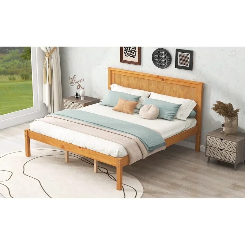 Letto a piattaforma in legno rovere/espresso con testiera, matrimoniale francese e matrimoniale, 1 persona