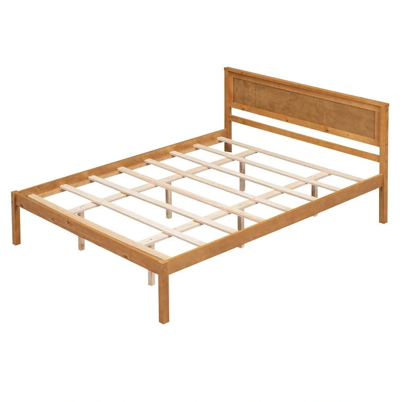 Letto a piattaforma in legno rovere/espresso con testiera, matrimoniale francese e matrimoniale, 1 persona