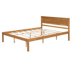 Letto a piattaforma in legno rovere/espresso con testiera, matrimoniale francese e matrimoniale, 1 persona