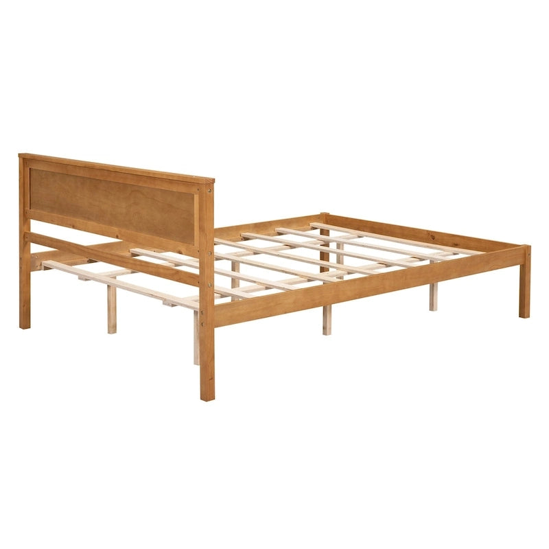 Letto a piattaforma in legno rovere/espresso con testiera, matrimoniale francese e matrimoniale, 1 persona