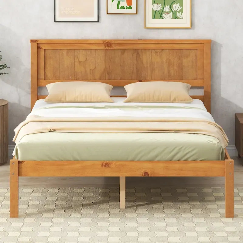 Letto a piattaforma in legno rovere/espresso con testiera, matrimoniale francese e matrimoniale, 1 persona