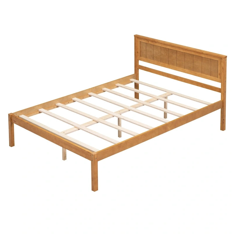 Letto a piattaforma in legno rovere/espresso con testiera, matrimoniale francese e matrimoniale, 1 persona