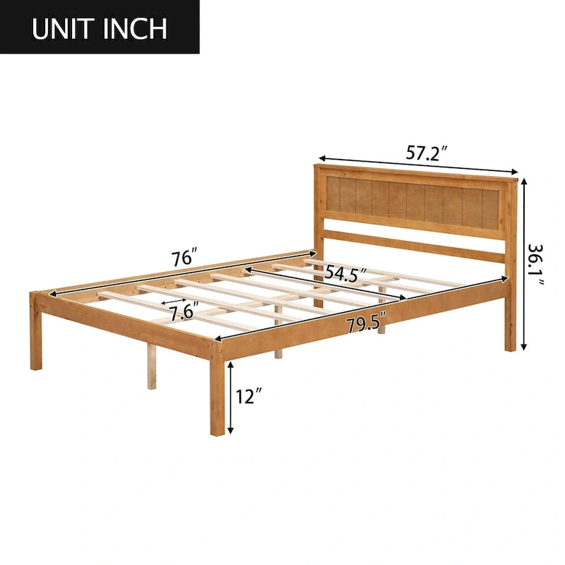 Letto a piattaforma in legno rovere/espresso con testiera, matrimoniale francese e matrimoniale, 1 persona