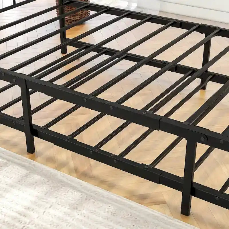 Divano letto in metallo nero con letto estraibile, piazza singola, 2 posti letto