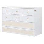 Letto a scomparsa matrimoniale bianco con cassetti contenitore, pannello in rattan, 1-2 persone