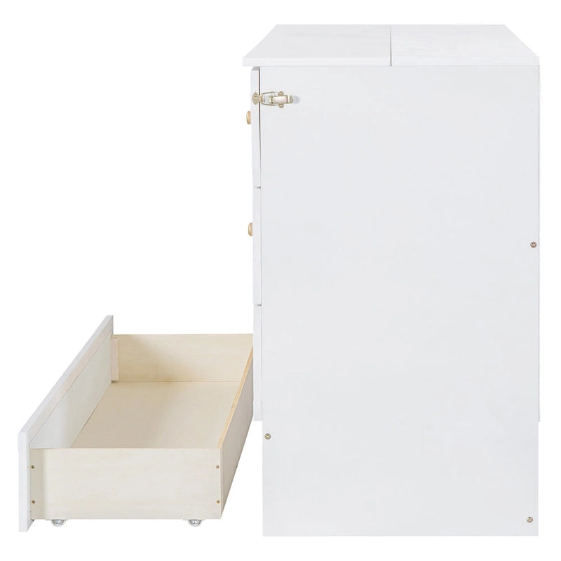 Letto a scomparsa matrimoniale bianco con cassetti contenitore, pannello in rattan, 1-2 persone