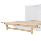 Letto a scomparsa matrimoniale bianco con cassetti contenitore, pannello in rattan, 1-2 persone