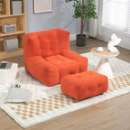 Poltrona in velluto con pouf, vari colori, 1 persona