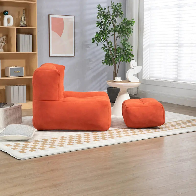 Poltrona in velluto con pouf, vari colori, 1 persona