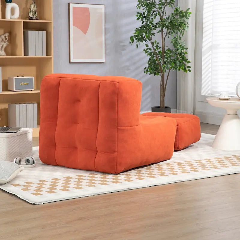 Poltrona in velluto con pouf, vari colori, 1 persona