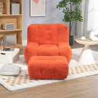Poltrona in velluto con pouf, vari colori, 1 persona
