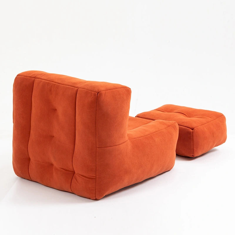 Poltrona in velluto con pouf, vari colori, 1 persona
