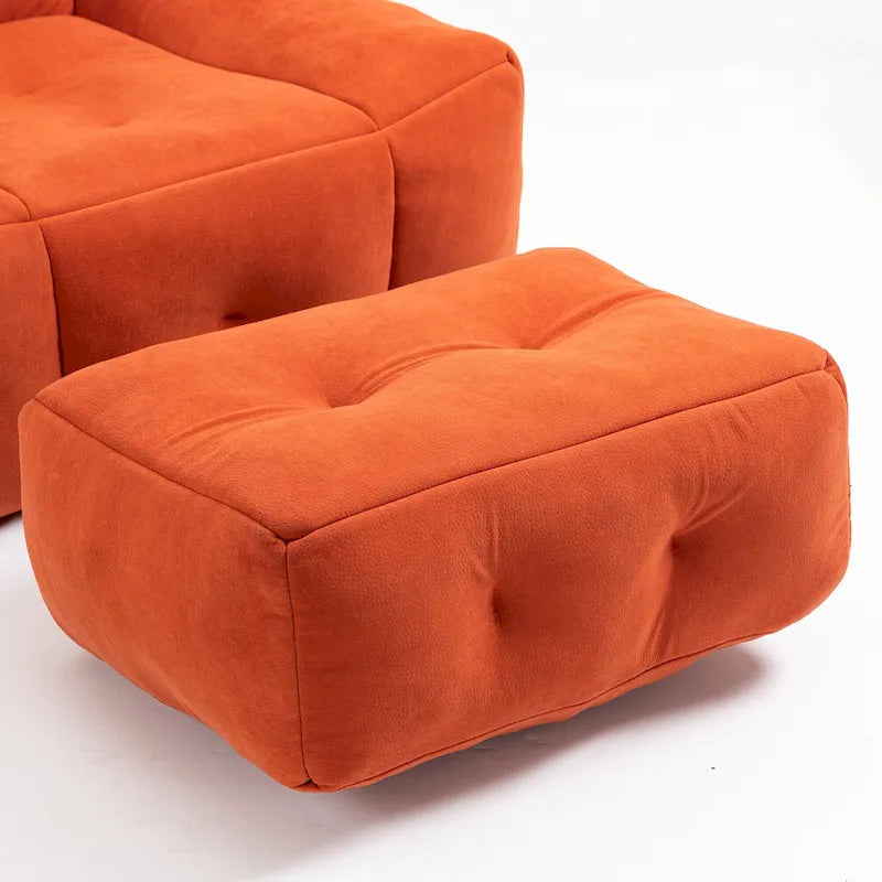 Poltrona in velluto con pouf, vari colori, 1 persona
