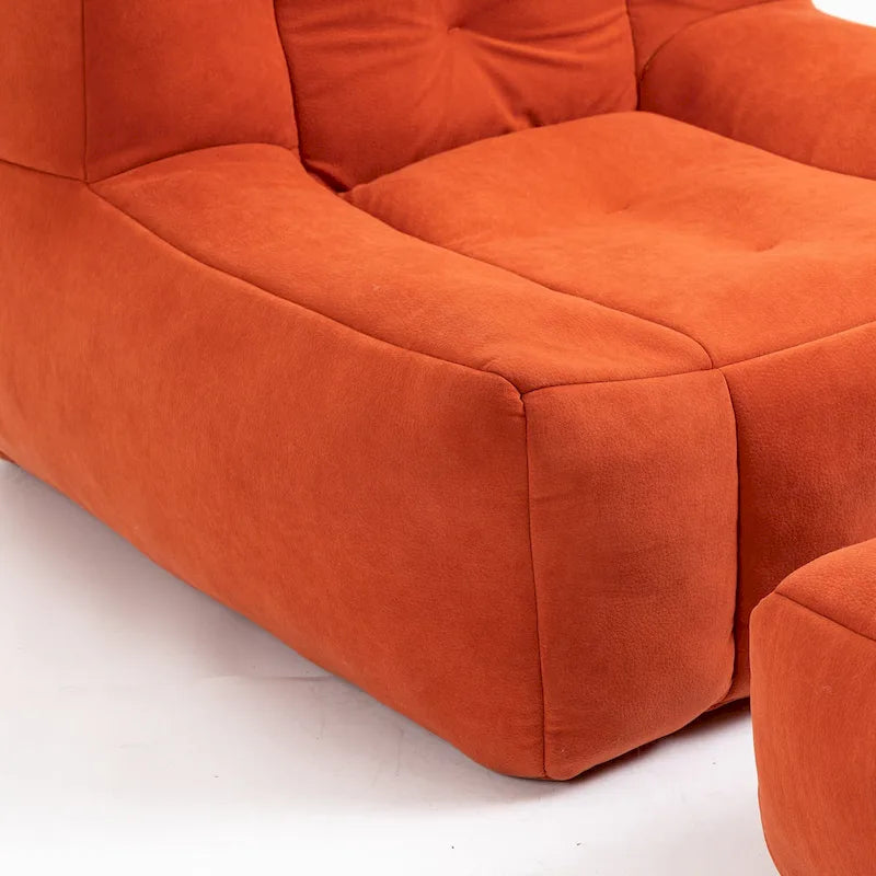 Poltrona in velluto con pouf, vari colori, 1 persona